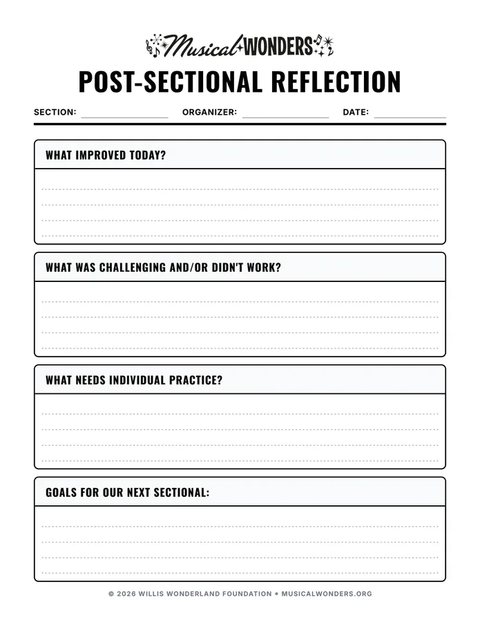 Preview of Post-Sectional Reflection Journal