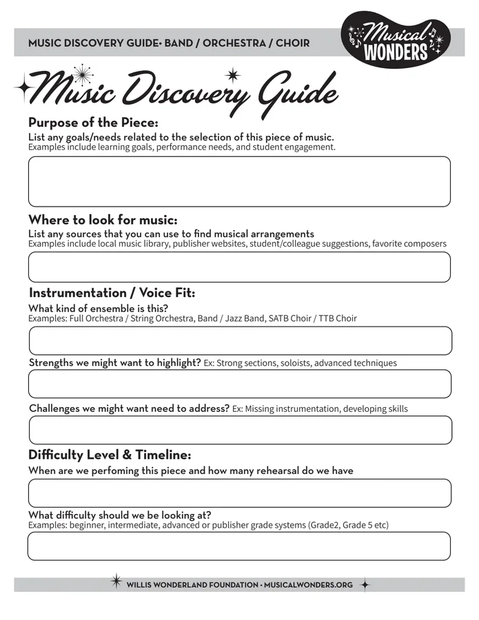Preview of Music Selection Guide