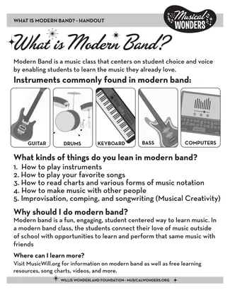 Preview for What is Modern Band Handout