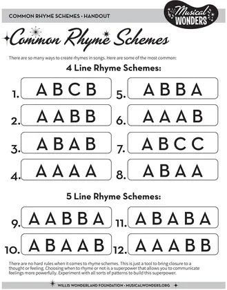Preview for Common Rhyme Schemes