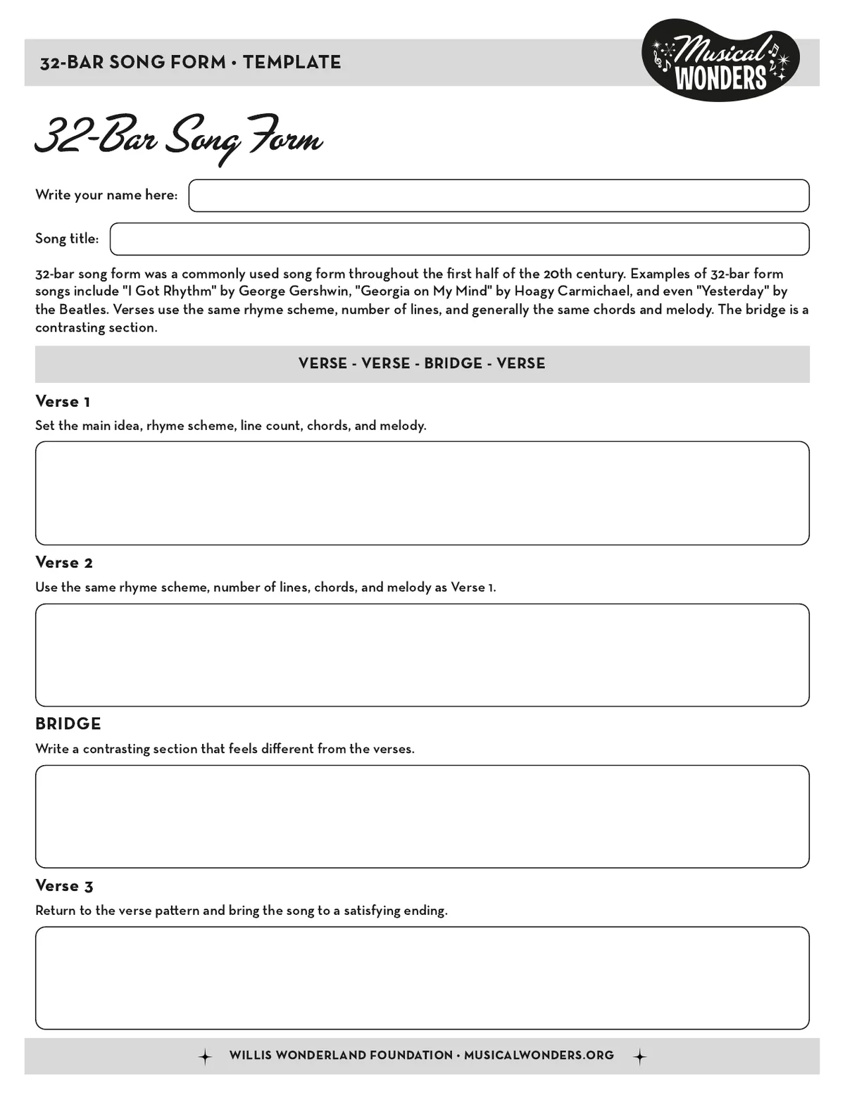 32-Bar Song Form template preview